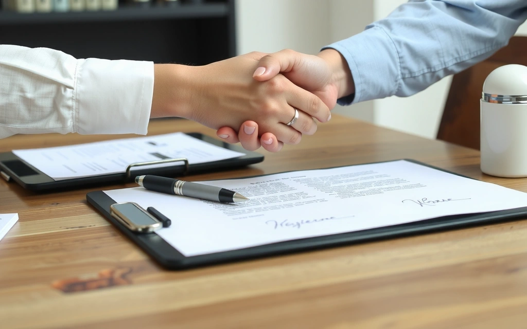 Podepsaná smlouva na moderním stole s perem a tabletem symbolizující spolupráci.