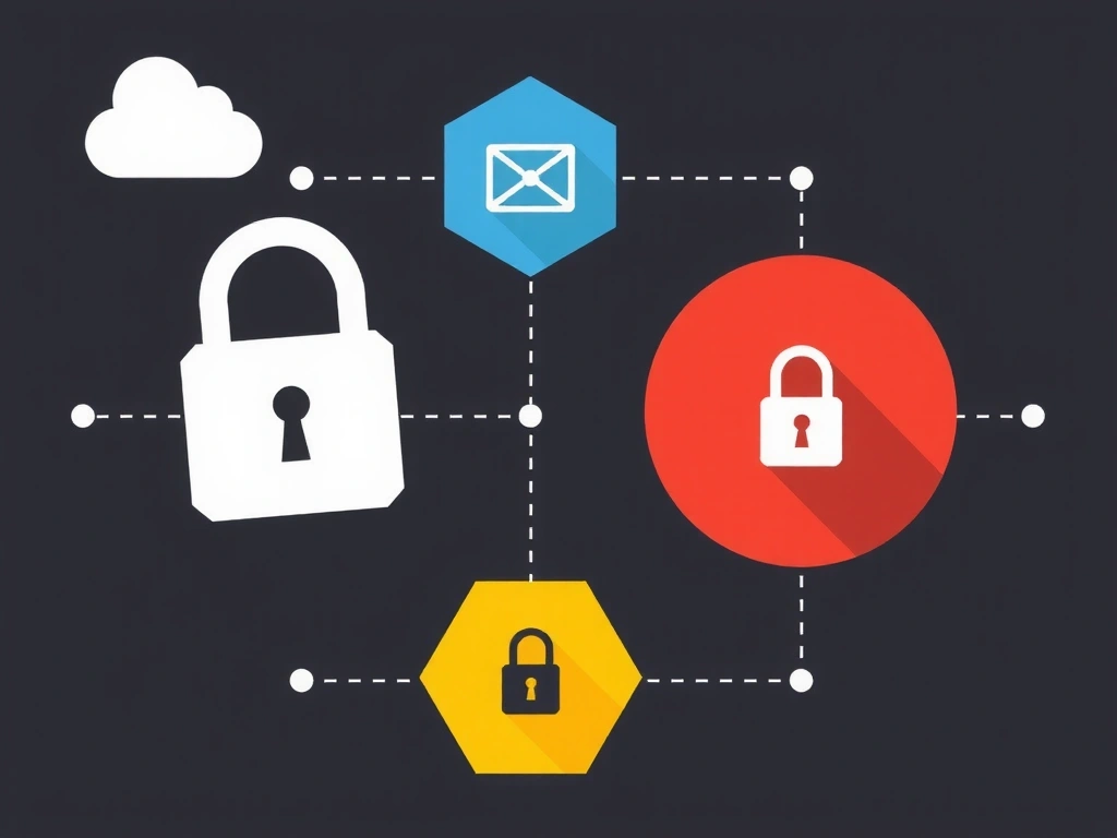 Ilustrace zabezpečení dat a digitálního soukromí, s grafickými prvky symbolizujícími ochranu informací