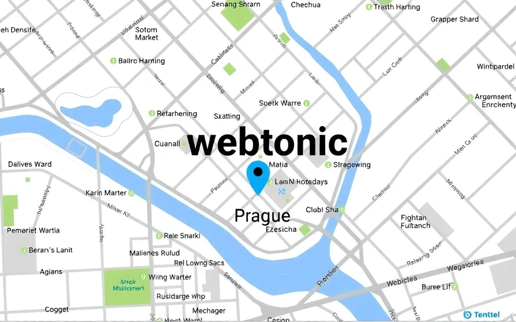 Mapa s označením sídla webtonic v Praze